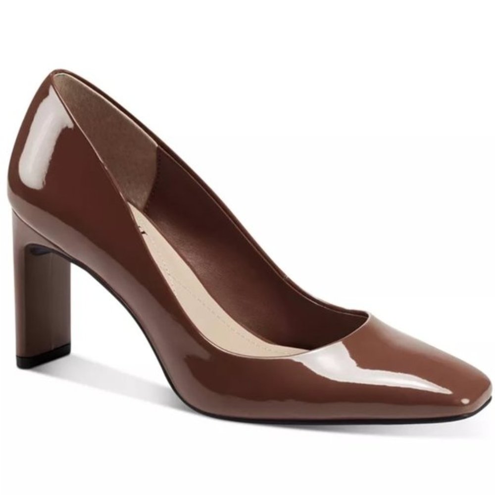 ALFANI TARAH BROWN SQUARE TOE STEP N FLEX BEAUTIFUL HEELS WOMAN'S SIZE 9.5